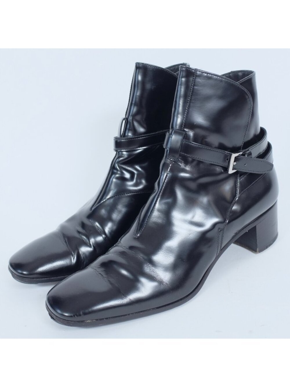 PRADA Man ankle boots high heel 7.5 US 8.5 patent leather black
